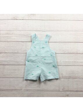 Starting Out Seersucker Shortall Stripe Embroidered Dinosaur Romper 9-12 Months